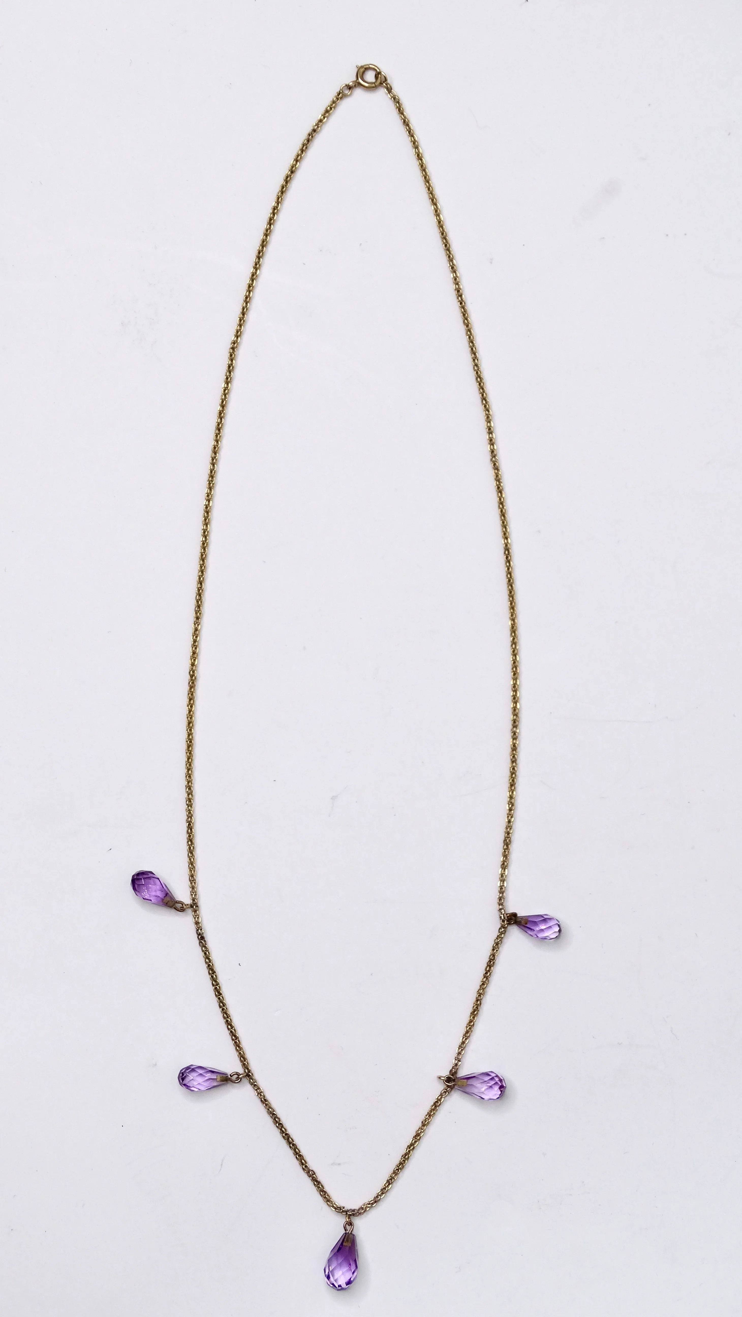 14k Gold and Amethyst Teardrop Necklace