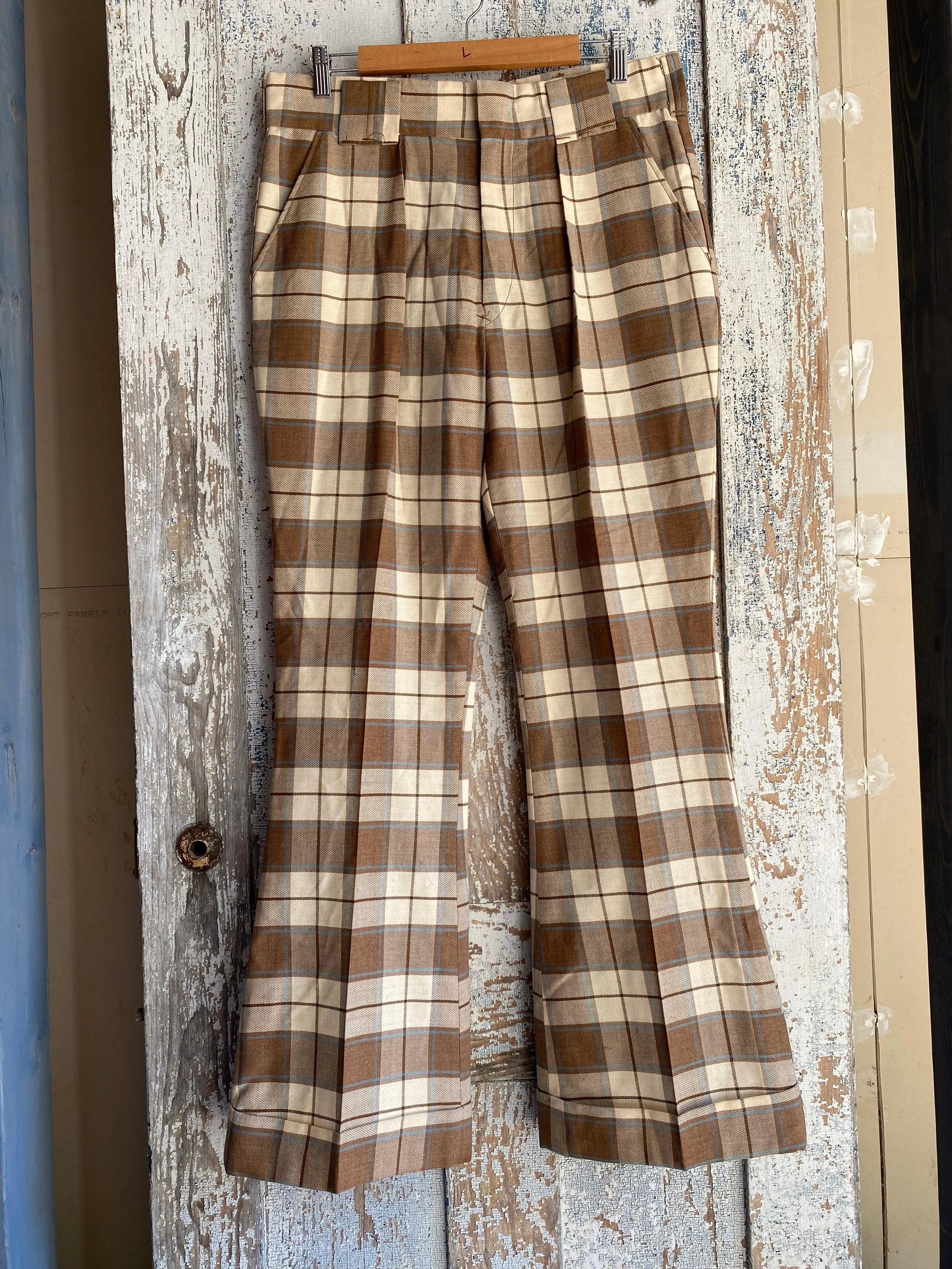 1970s Plaid Bell Bottoms | 34