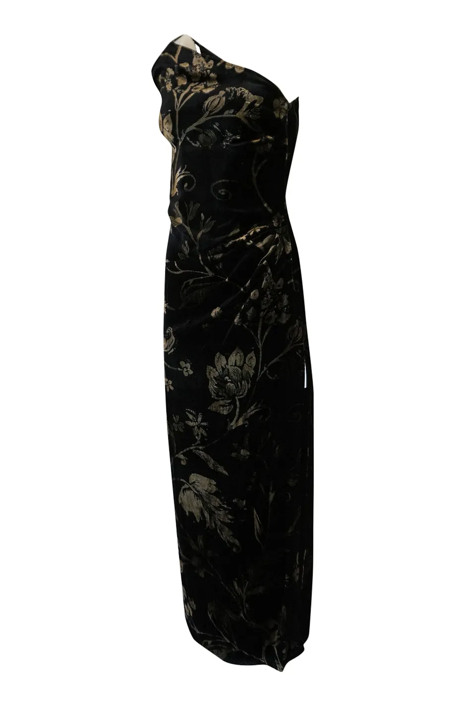 1980s Yves Saint Laurent One Shoulder Velvet Dress