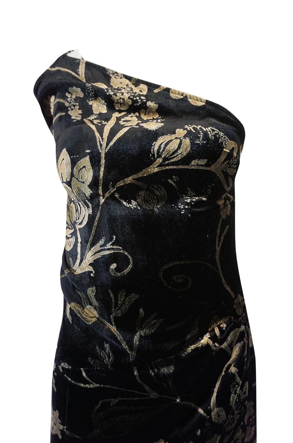 1980s Yves Saint Laurent One Shoulder Velvet Dress