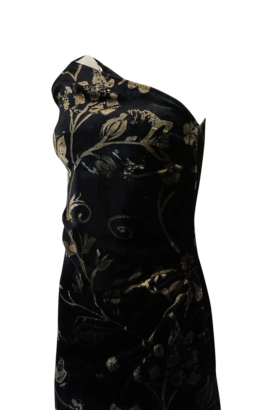 1980s Yves Saint Laurent One Shoulder Velvet Dress