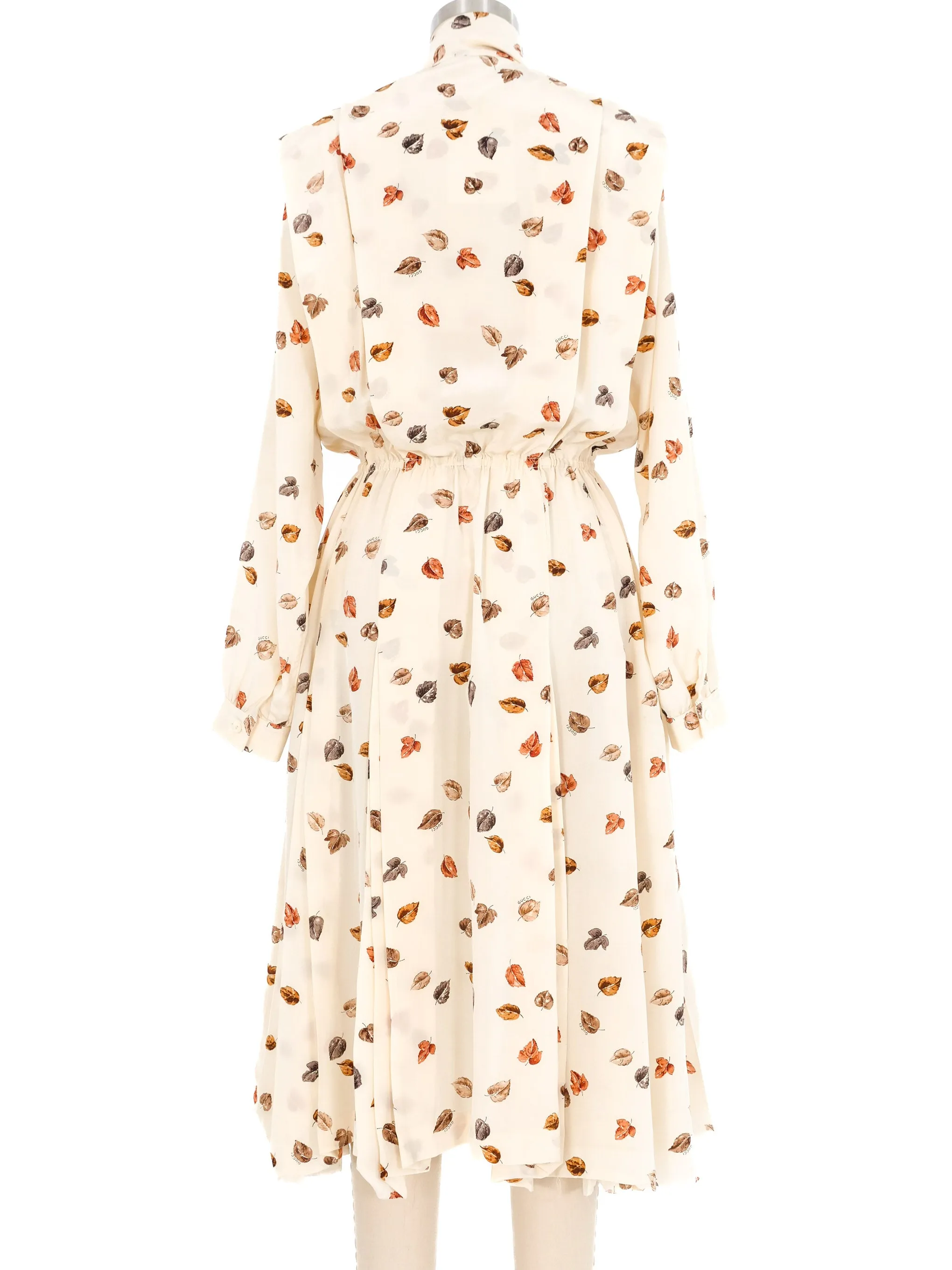 1981 Gucci Leaf Print Shirt Dress