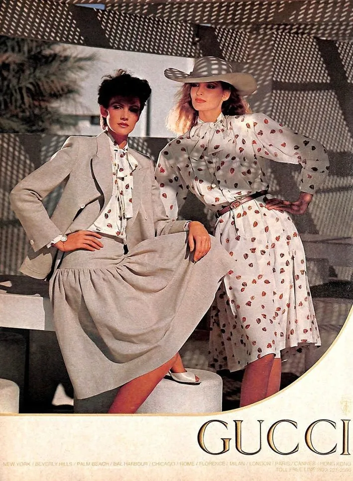 1981 Gucci Leaf Print Shirt Dress