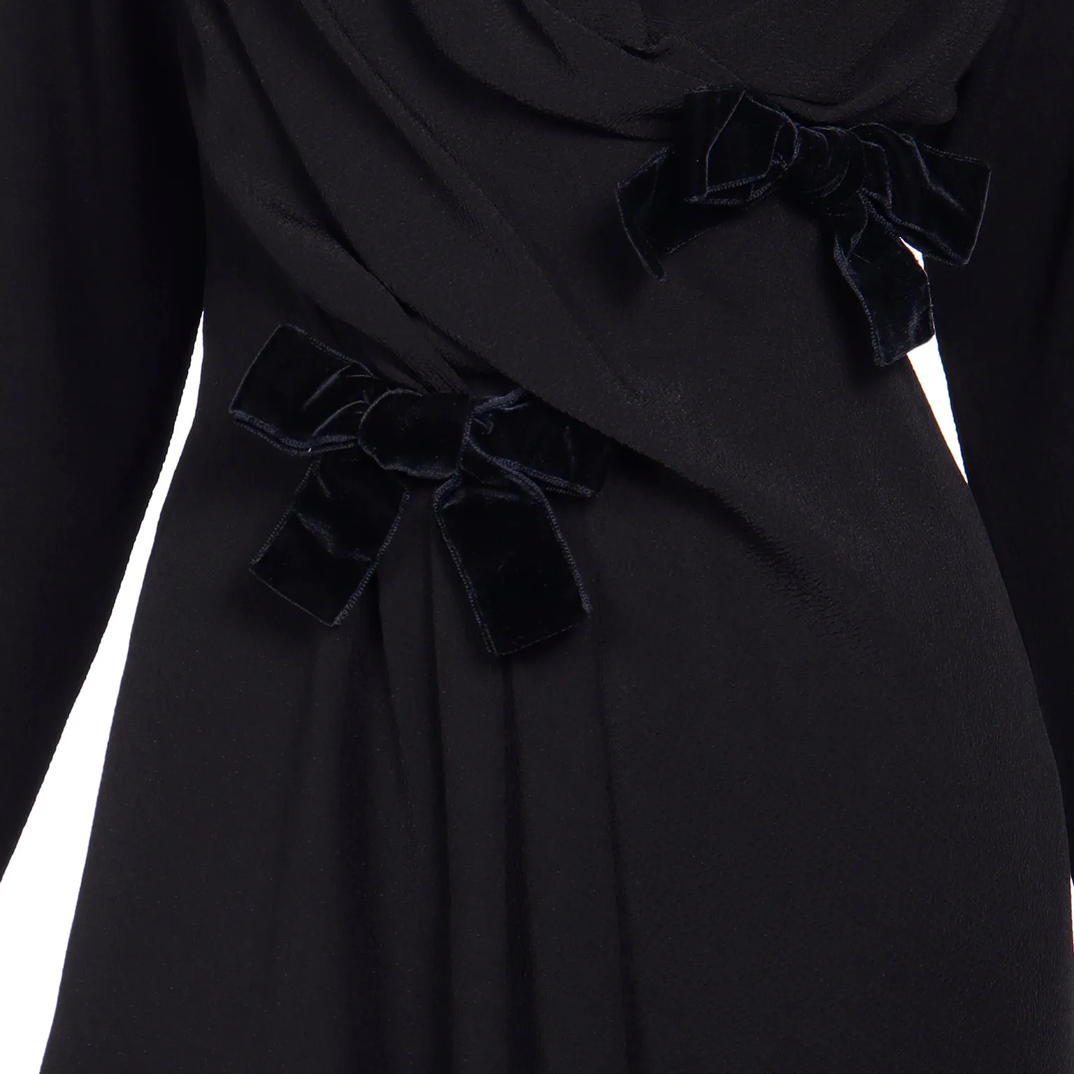 1990 Yves Saint Laurent Documented Runway Black Bow Dress