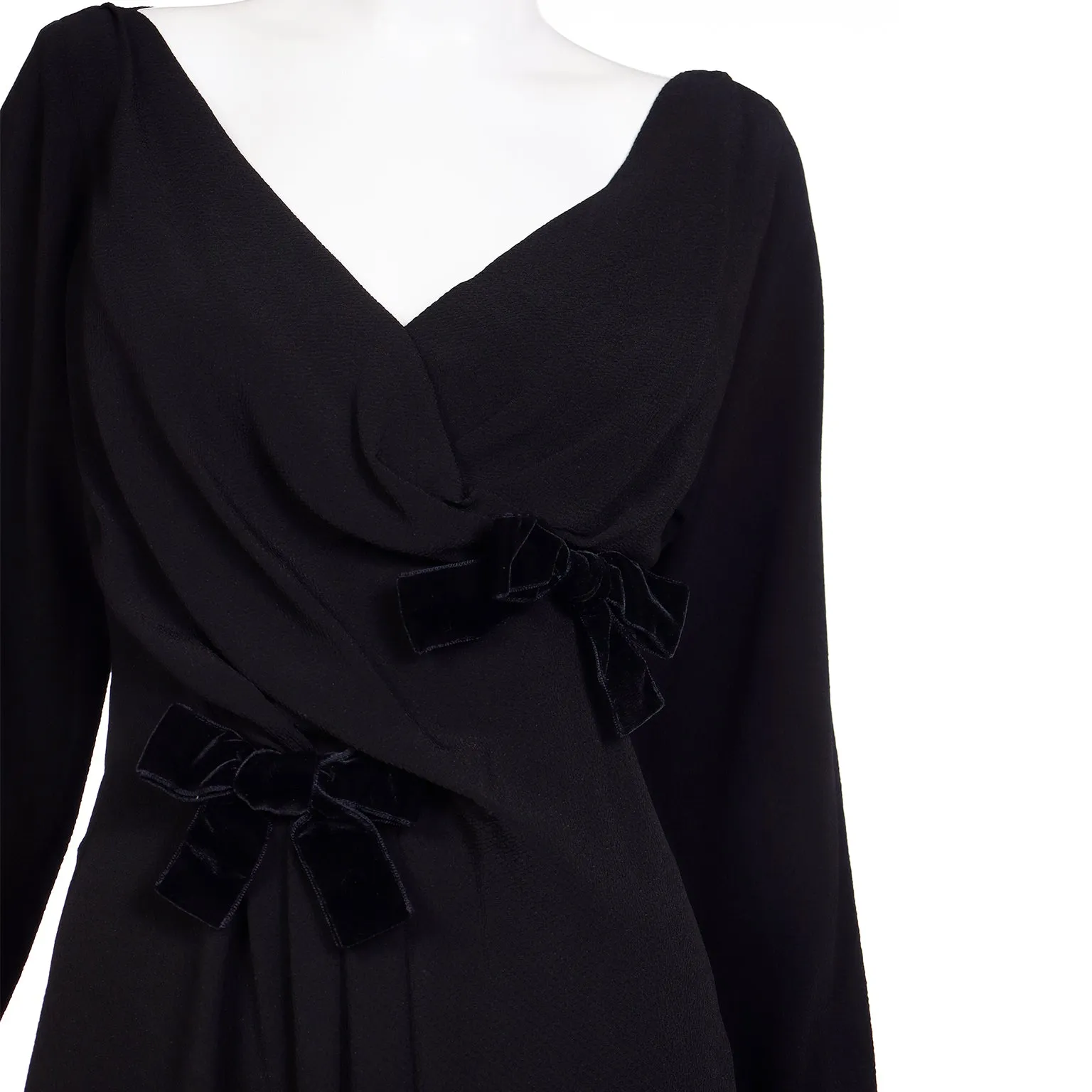 1990 Yves Saint Laurent Documented Runway Black Bow Dress