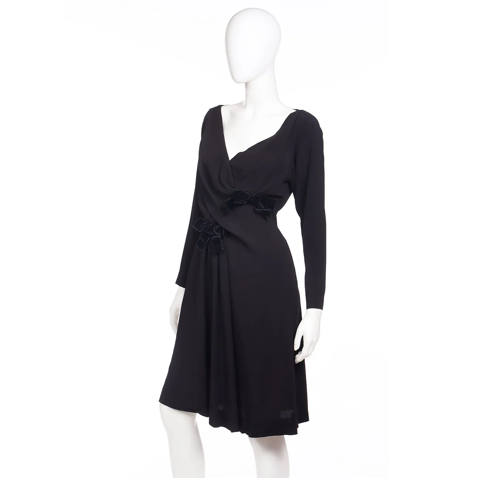1990 Yves Saint Laurent Documented Runway Black Bow Dress