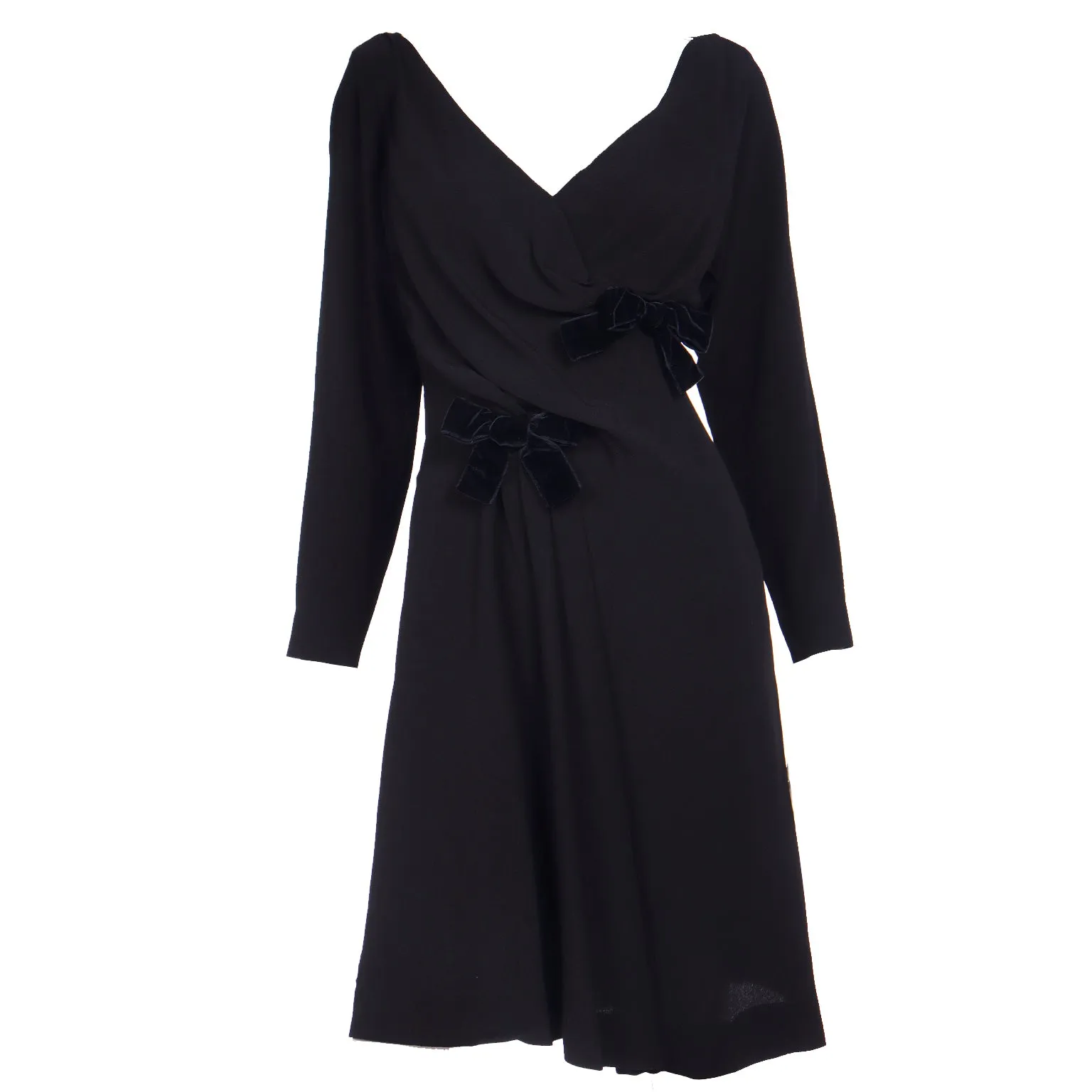 1990 Yves Saint Laurent Documented Runway Black Bow Dress