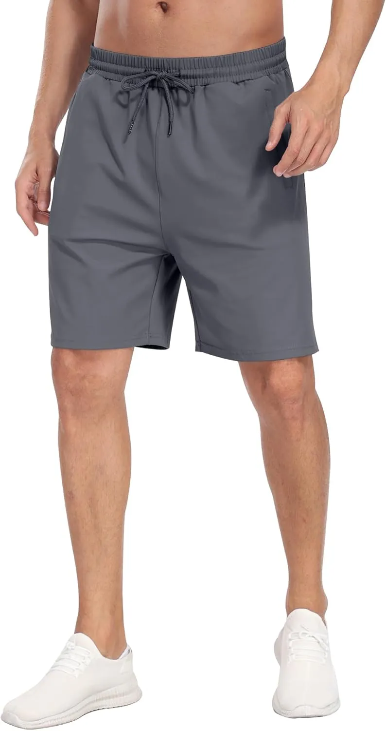 3 Pack Men's Athletic Running Shorts with Zipper Pockets,Gym Workout Basketball Hiking Shorts for Men