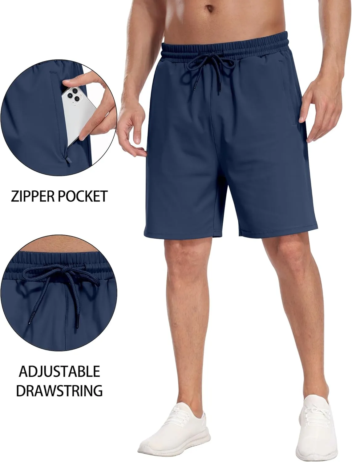 3 Pack Men's Athletic Running Shorts with Zipper Pockets,Gym Workout Basketball Hiking Shorts for Men
