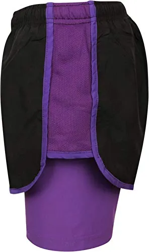 AA Sportswear Womens Shorts for Active Wear Jogging Running Gym Cycling Wear Breathable Black-Purple