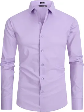Alex Vando Mens Dress Shirt Easy Care Slim Fit Long Sleeve Cotton Stretch Button Down Shirt