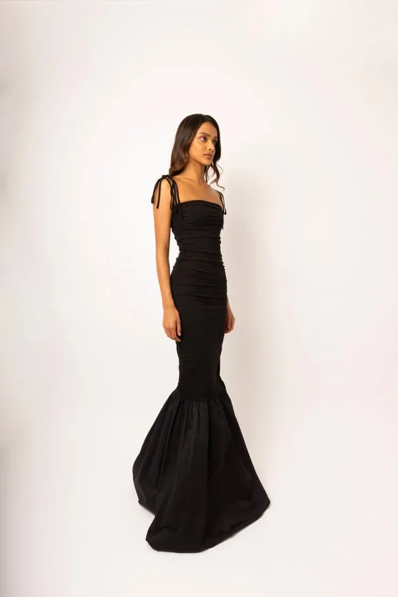 Alexa Black Fishtail Maxi Dress