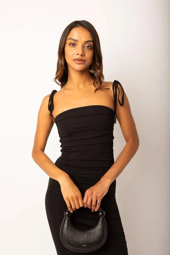 Alexa Black Fishtail Maxi Dress