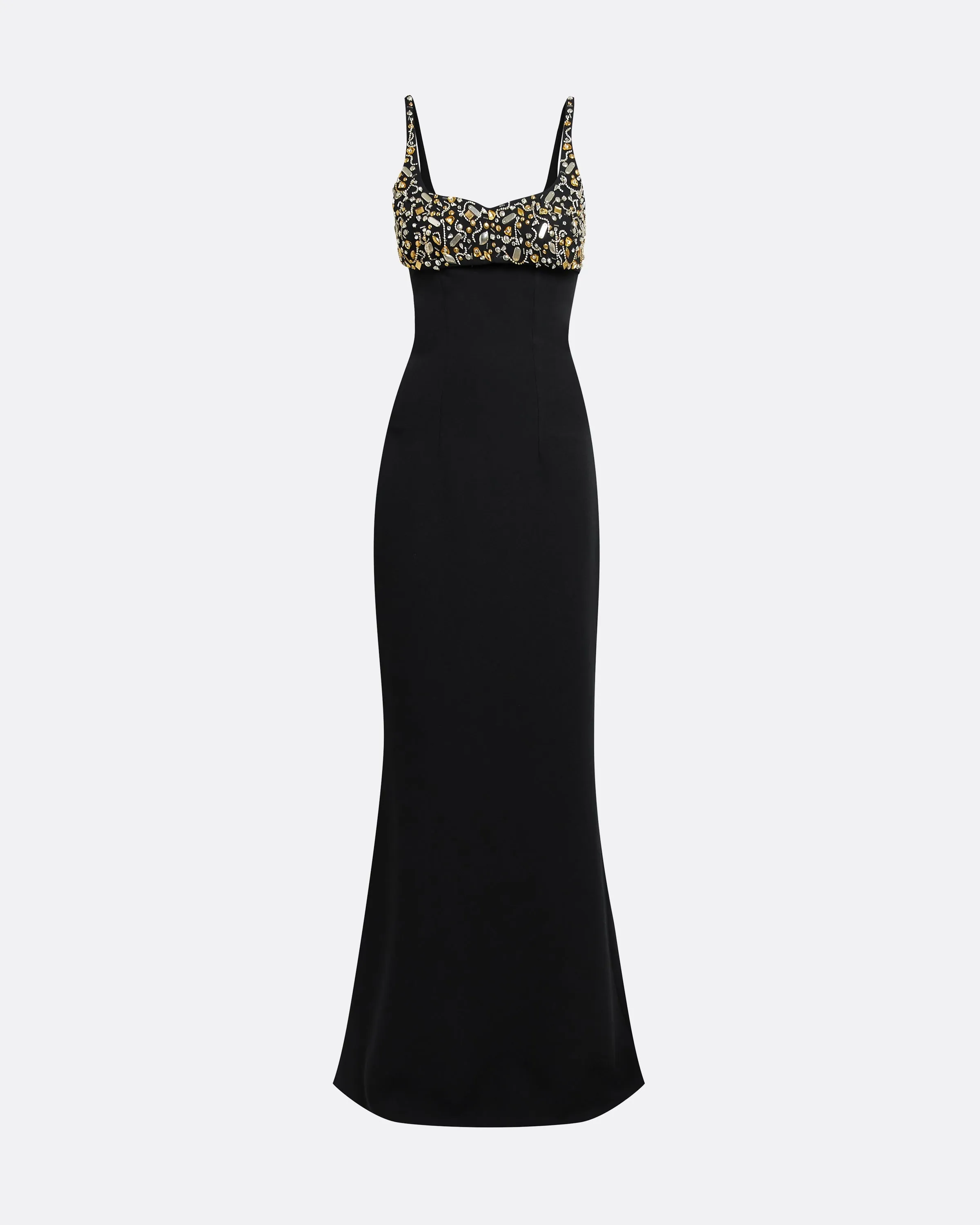 Beatriz Black & Celestial Scatter Embroidery Long Dress
