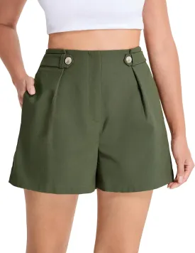 Belle Poque Linen Shorts for Women 2025 Summer Trendy Shorts Elastic High Waisted Dressy Casual Shorts with Pockets