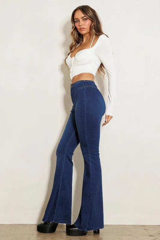 Between The Lines Retro Style High Waisted Flare Jeans (DS) FG VM