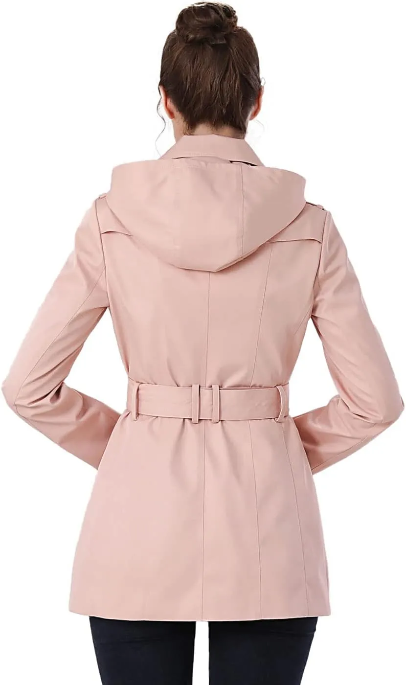 BGSD Women Evelyn Waterproof Classic Hooded Short Trench Coat