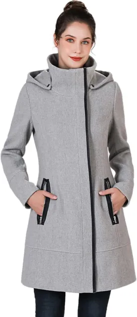 BGSD Women Meg Wool Blend Hooded Asymmetric Zipper Walking Coat (Also available in Plus Size and Petite)
