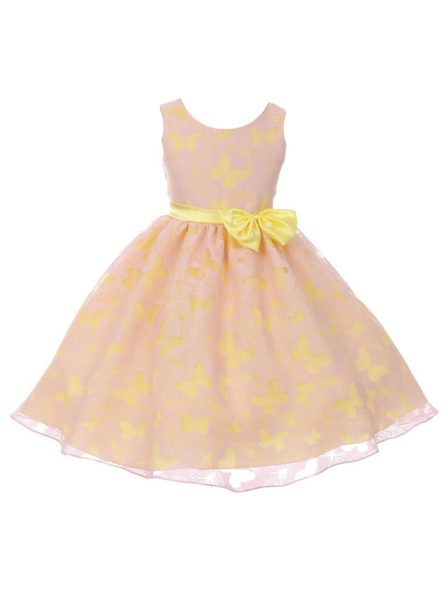 Big Girls Multi Color Butterfly Burnout Organza Plus Size Dress 14.5-20.5