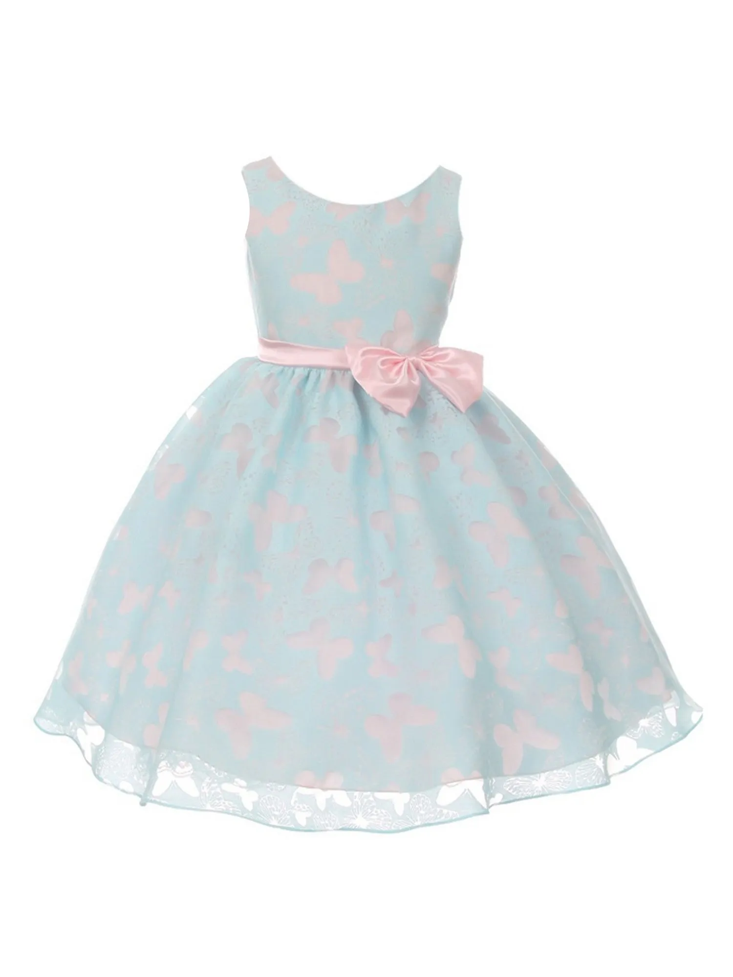 Big Girls Multi Color Butterfly Burnout Organza Plus Size Dress 14.5-20.5