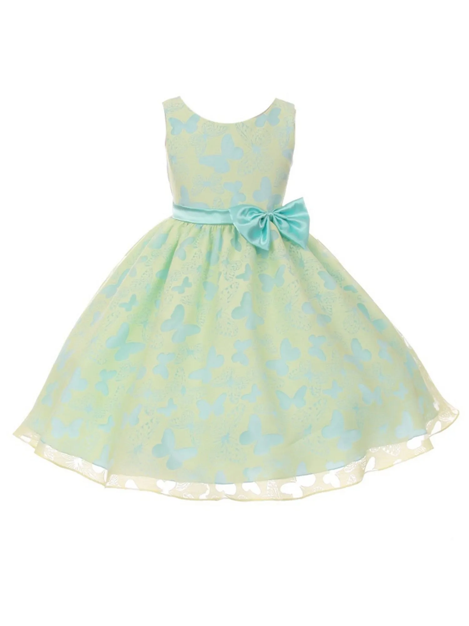 Big Girls Multi Color Butterfly Burnout Organza Plus Size Dress 14.5-20.5