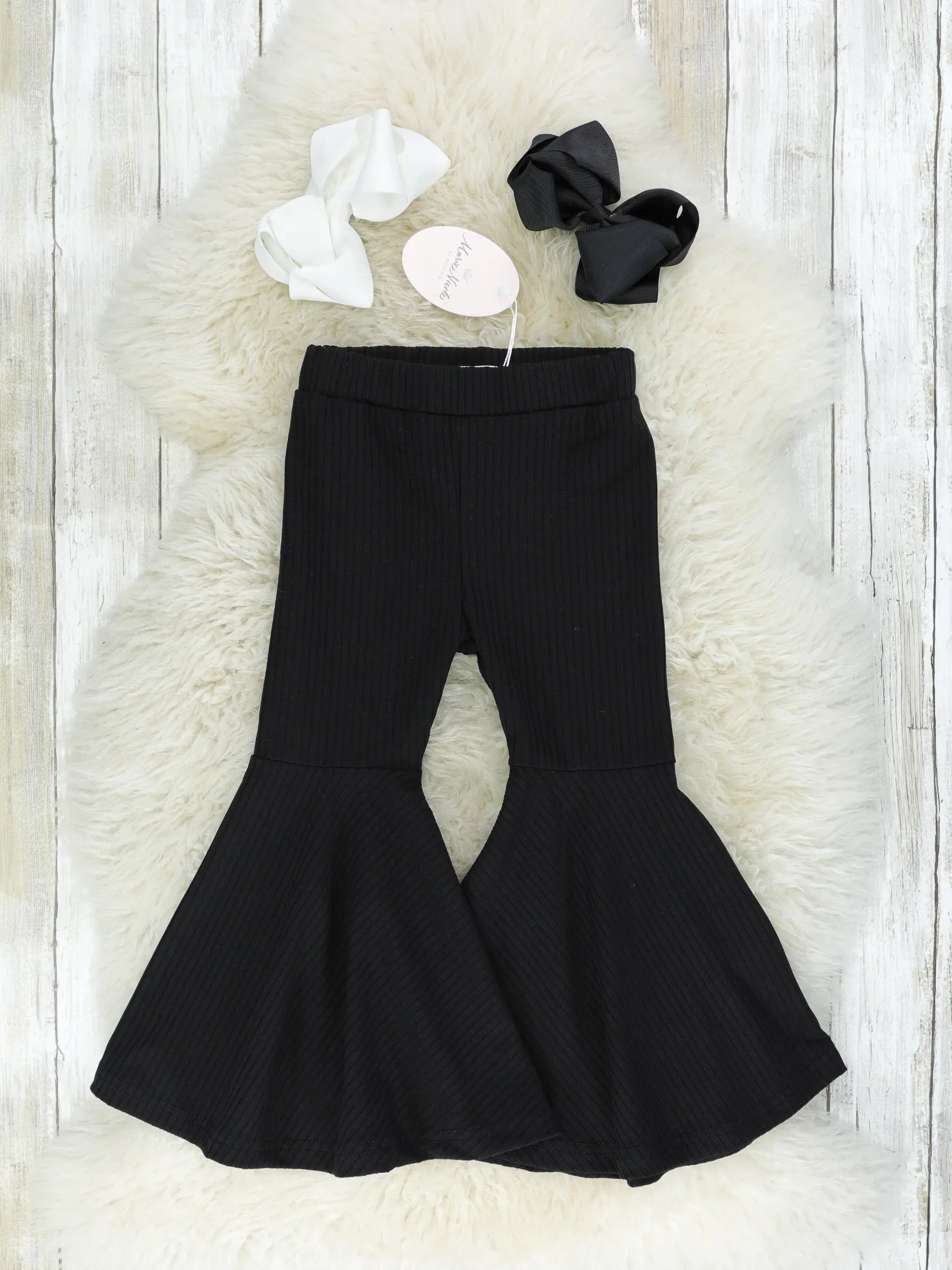 Black Ribbed Bell Bottoms