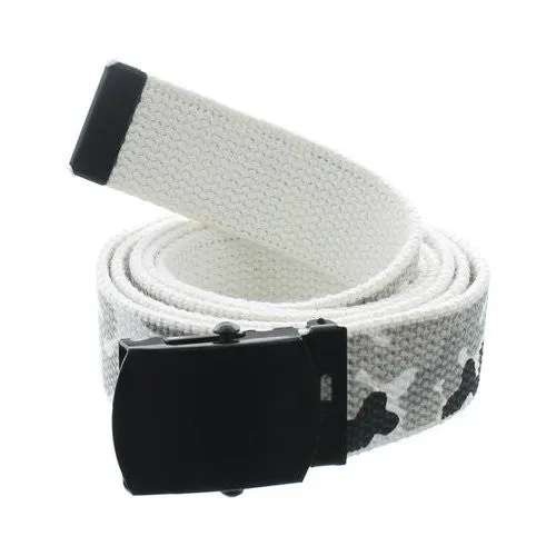 City Camouflage Military Style Web Belt With Black Buckle and Tip