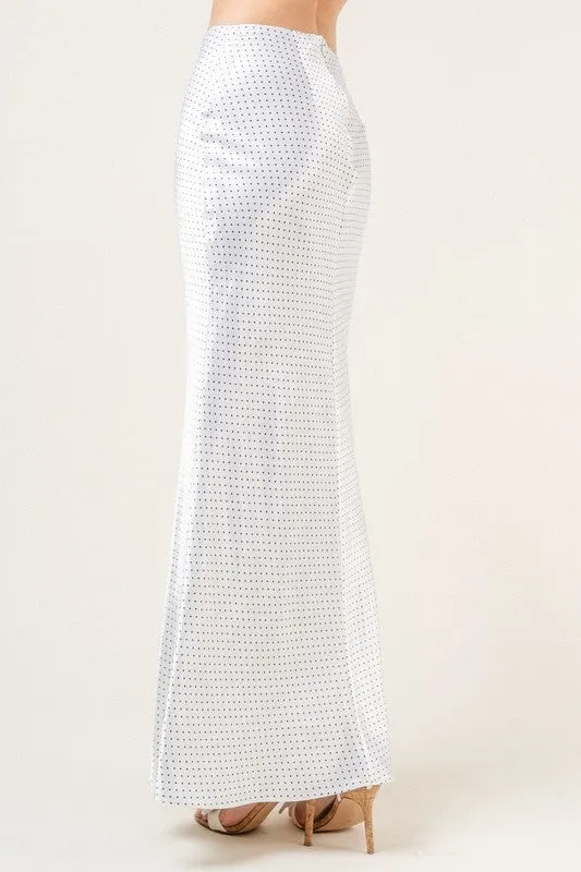 Cordelia Satin Bias Cut Polka Dot Maxi Skirt