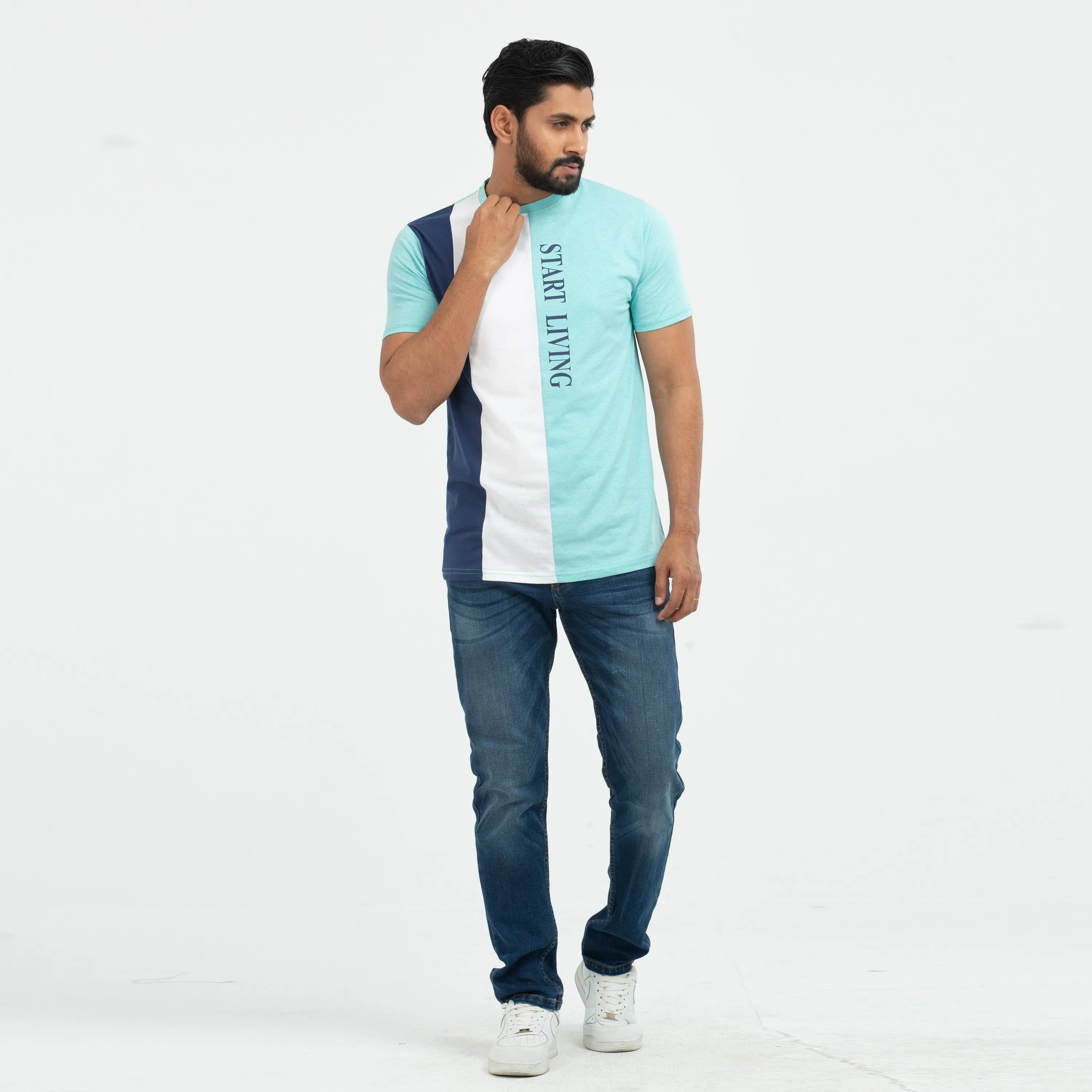 Cut & Sew T-shirt - Turquoise
