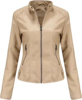 DEAR MODEL Faux Leather Jacket Women Bomber Jacket Women's Belted Motorcycle Jacket