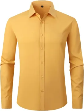 Dress Shirts for Men's Long Sleeve Button Down Shirt Slim Fit Business Formal Stretch Shirt