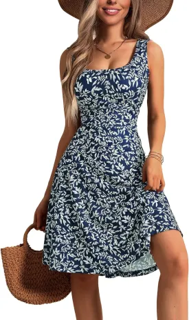 FENSACE Women's Sleeveless Floral Midi Dress Casual Tank Dress