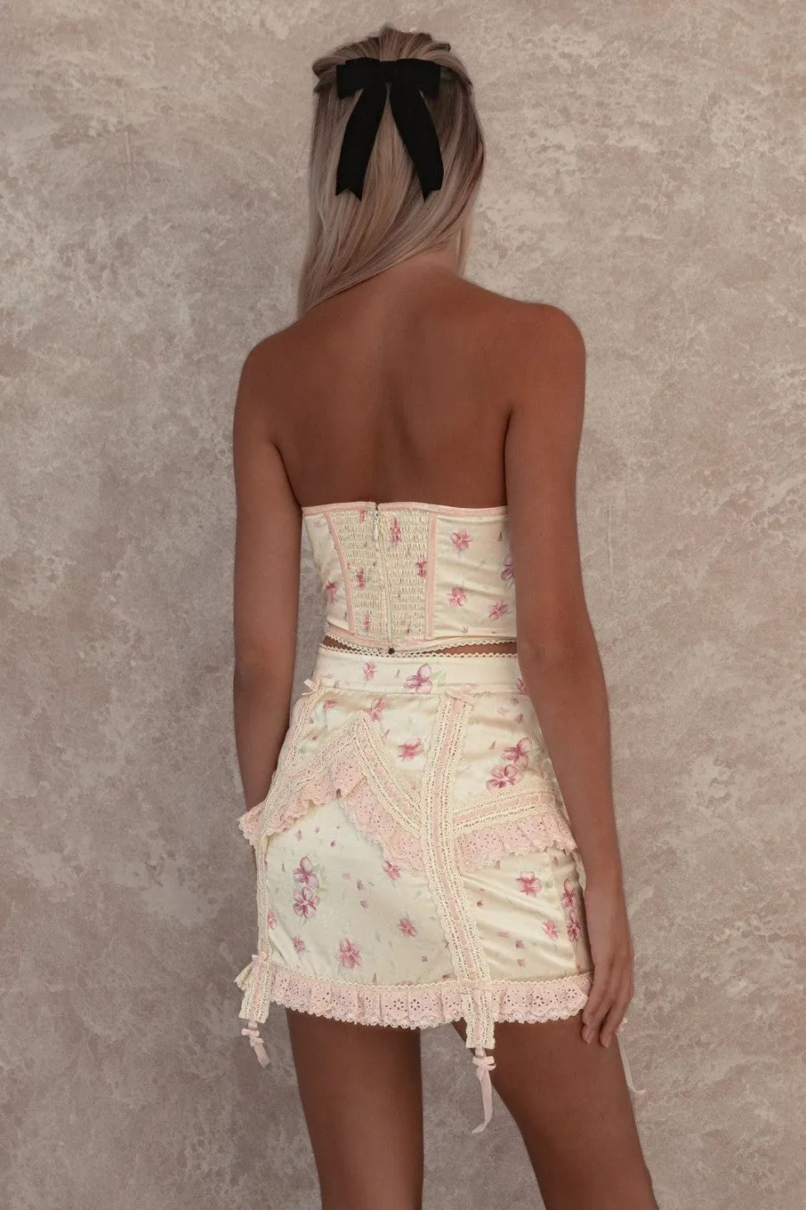 Fillyboo Love Letter Suspender Skirt in Lemon Shortcake