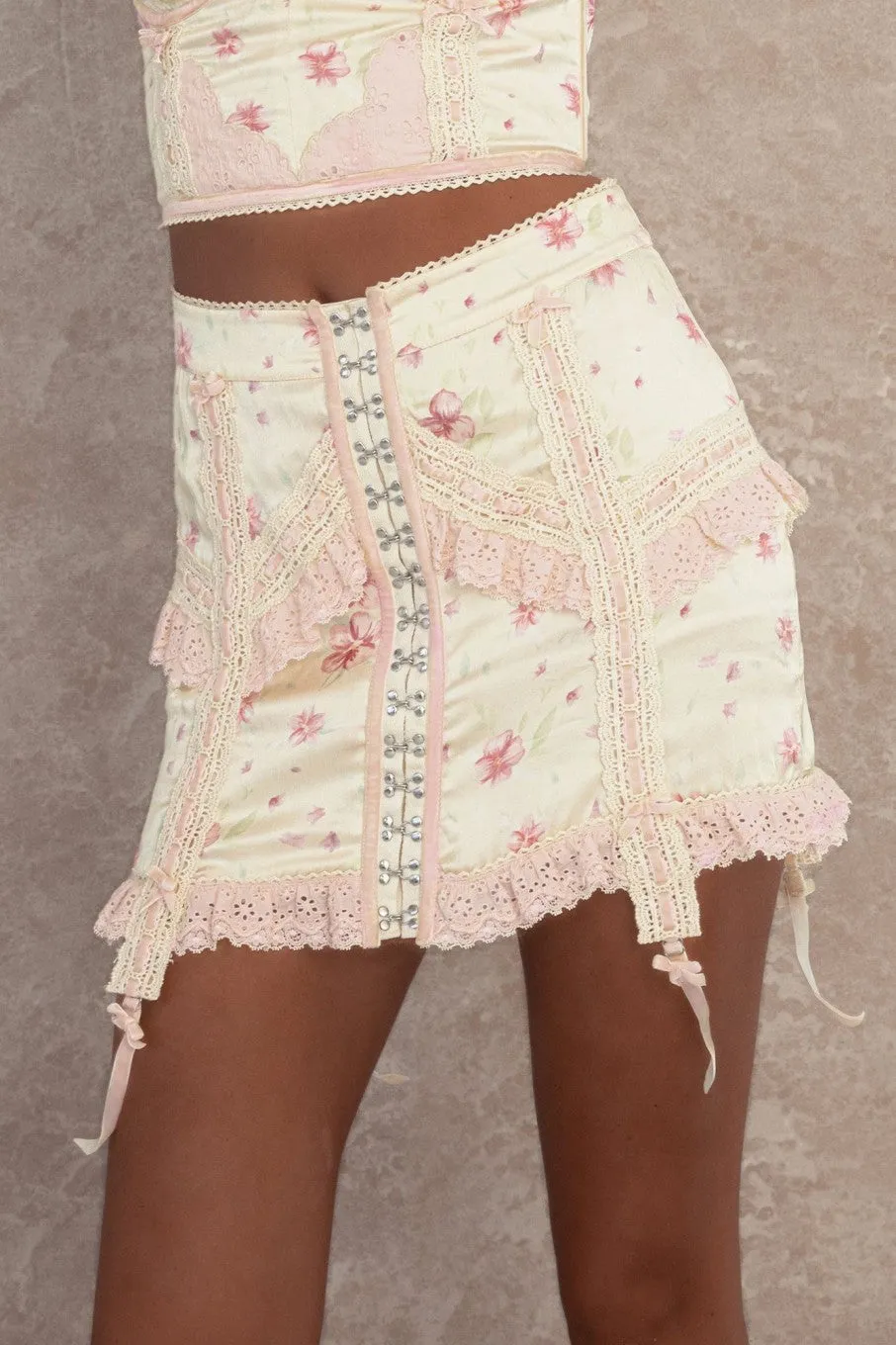 Fillyboo Love Letter Suspender Skirt in Lemon Shortcake