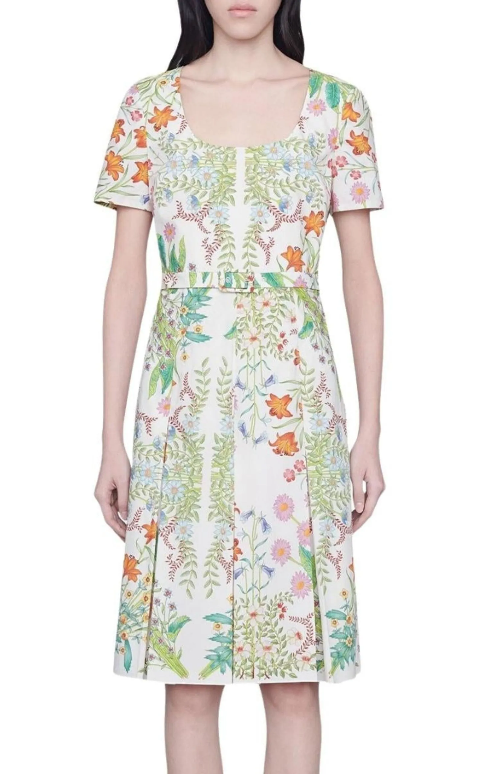 Flora Print Cotton Midi Dress