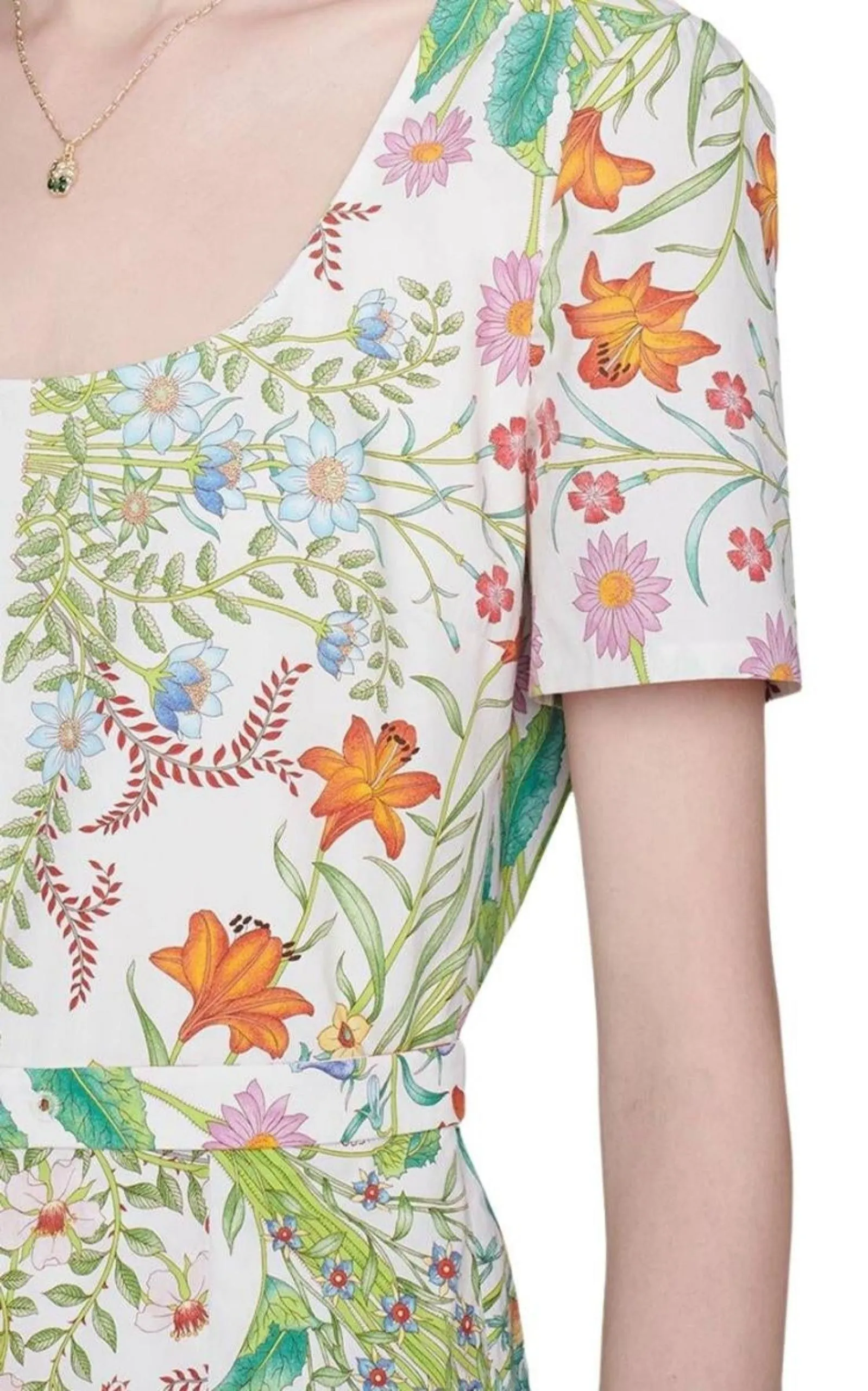 Flora Print Cotton Midi Dress