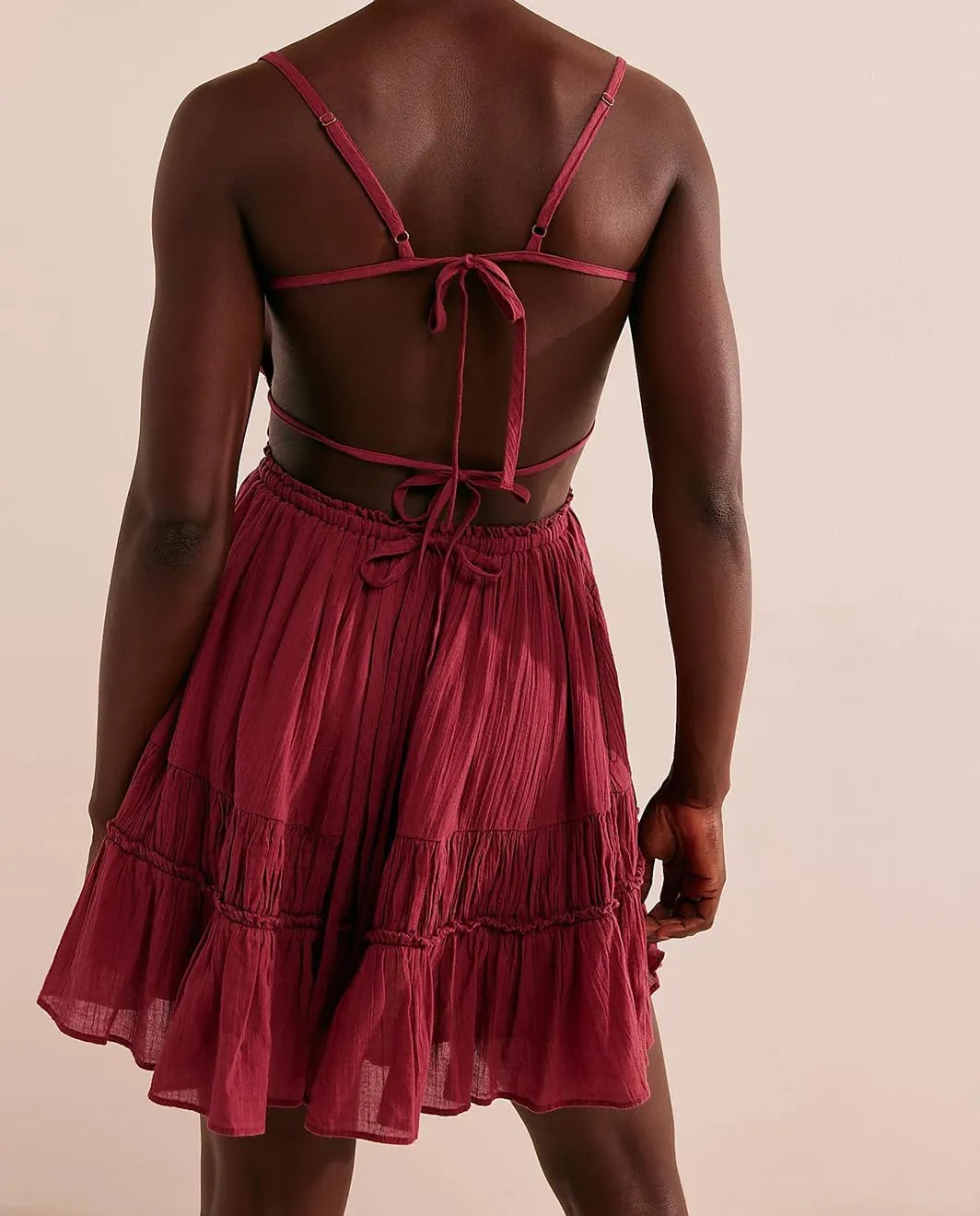 ForeMode Summer Deep V Neck Bohemian Women Mini Short Dress Backless Beach Boho Dress