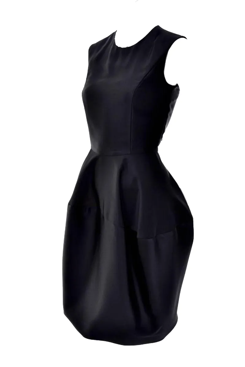 F/W 2008 YSL Yves Saint Laurent Black Satin Dress w/ Balloon Skirt