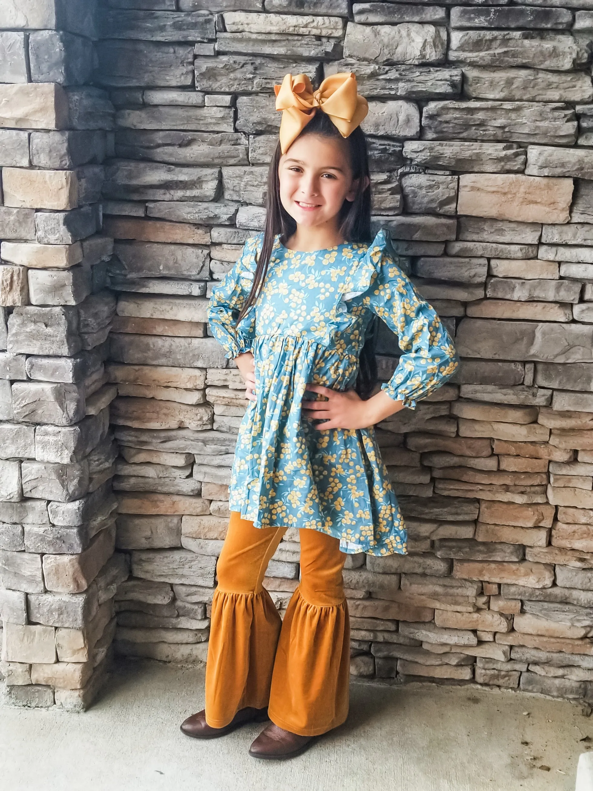 Golden Velvet Bell Bottoms