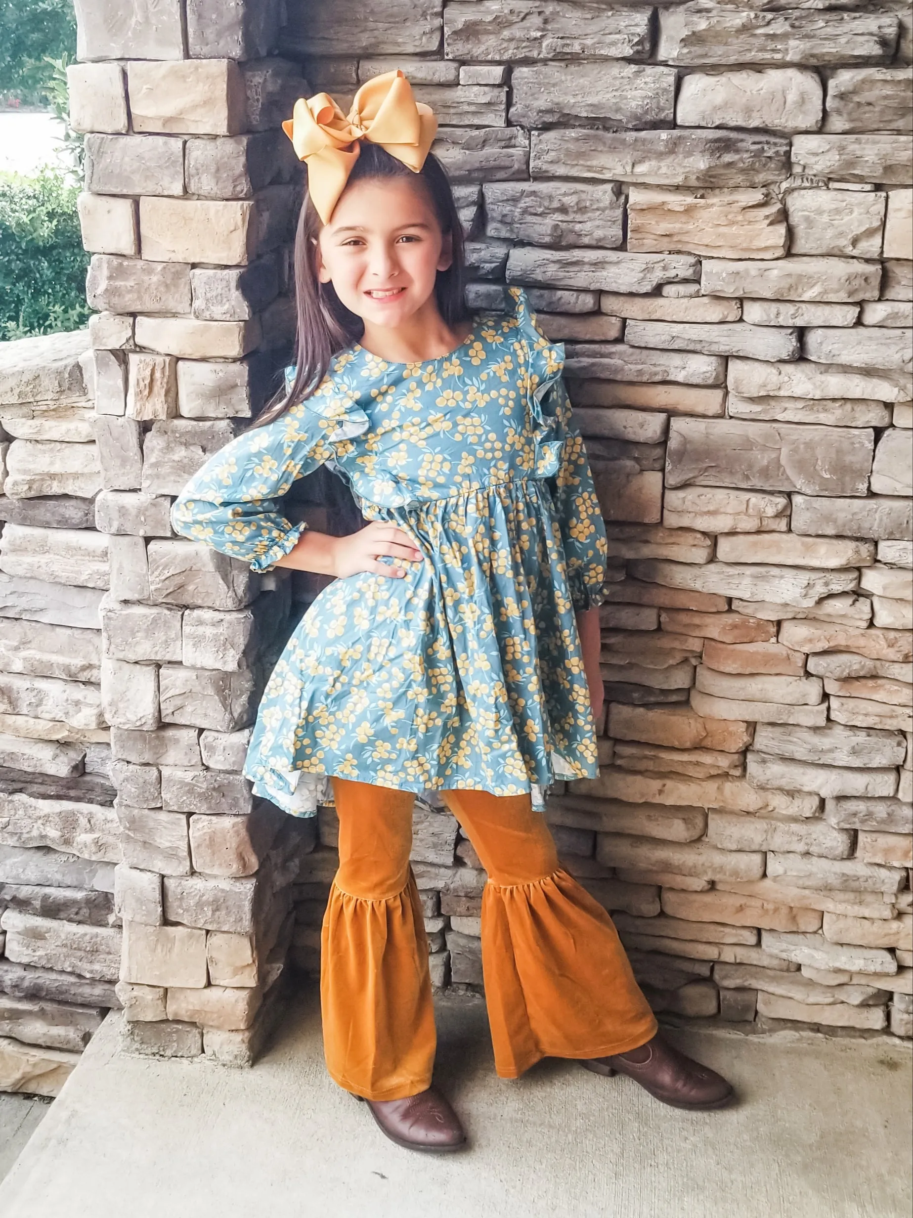 Golden Velvet Bell Bottoms