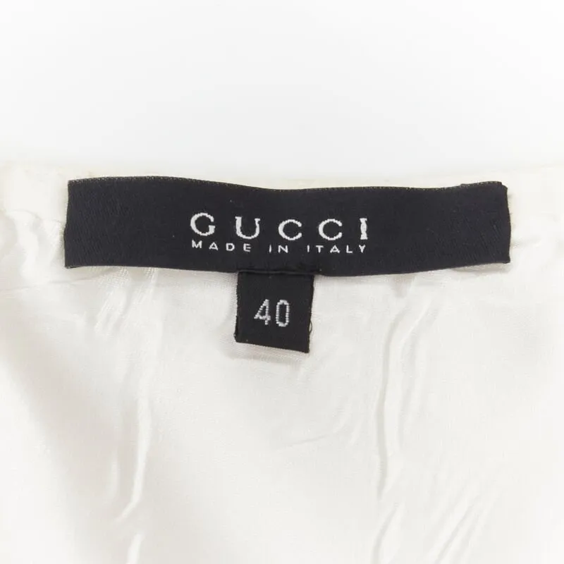 GUCCI 2004 Vintage Tom Ford web grosgrain trim panel constructed pleated skirt