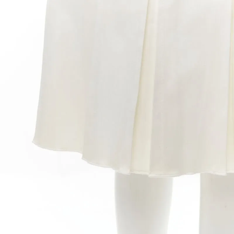 GUCCI 2004 Vintage Tom Ford web grosgrain trim panel constructed pleated skirt