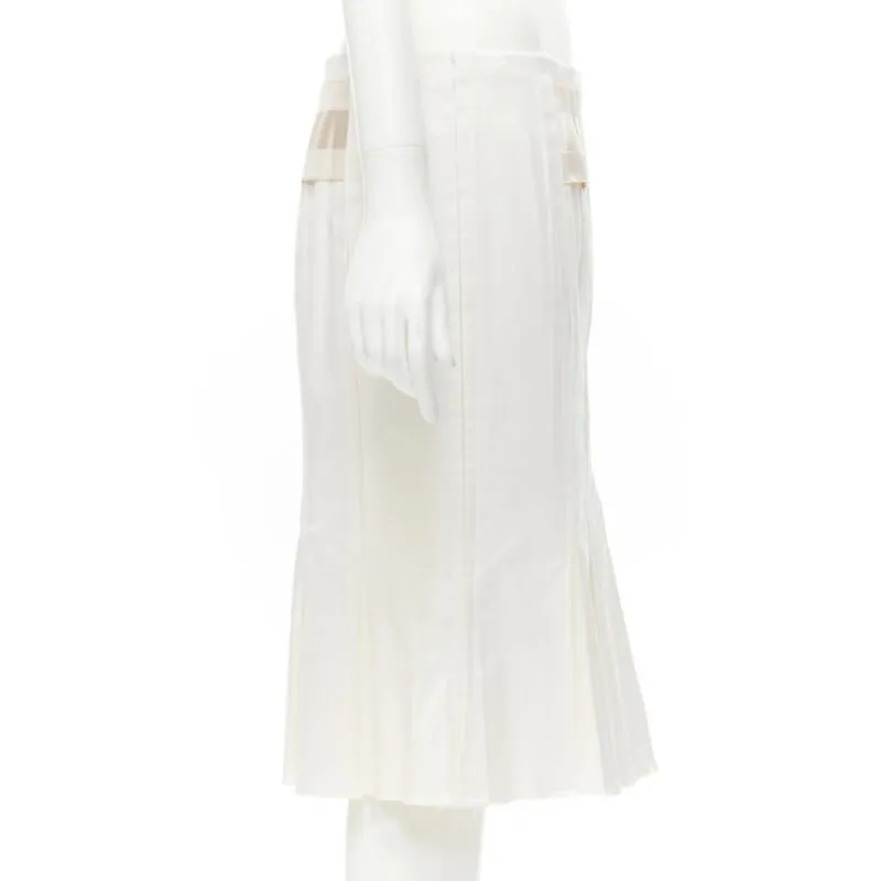 GUCCI 2004 Vintage Tom Ford web grosgrain trim panel constructed pleated skirt