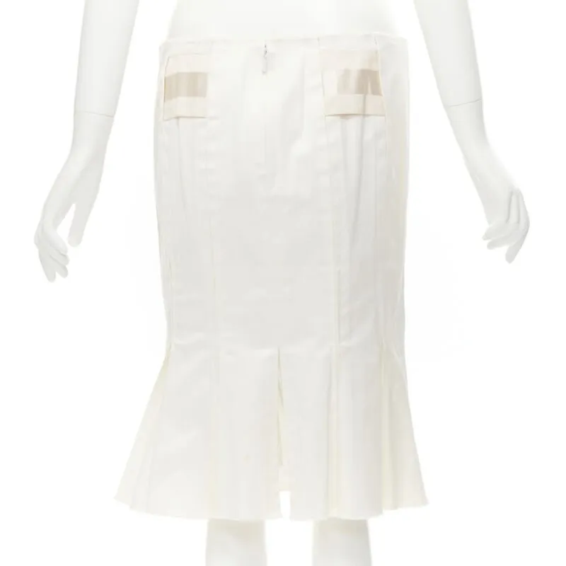 GUCCI 2004 Vintage Tom Ford web grosgrain trim panel constructed pleated skirt
