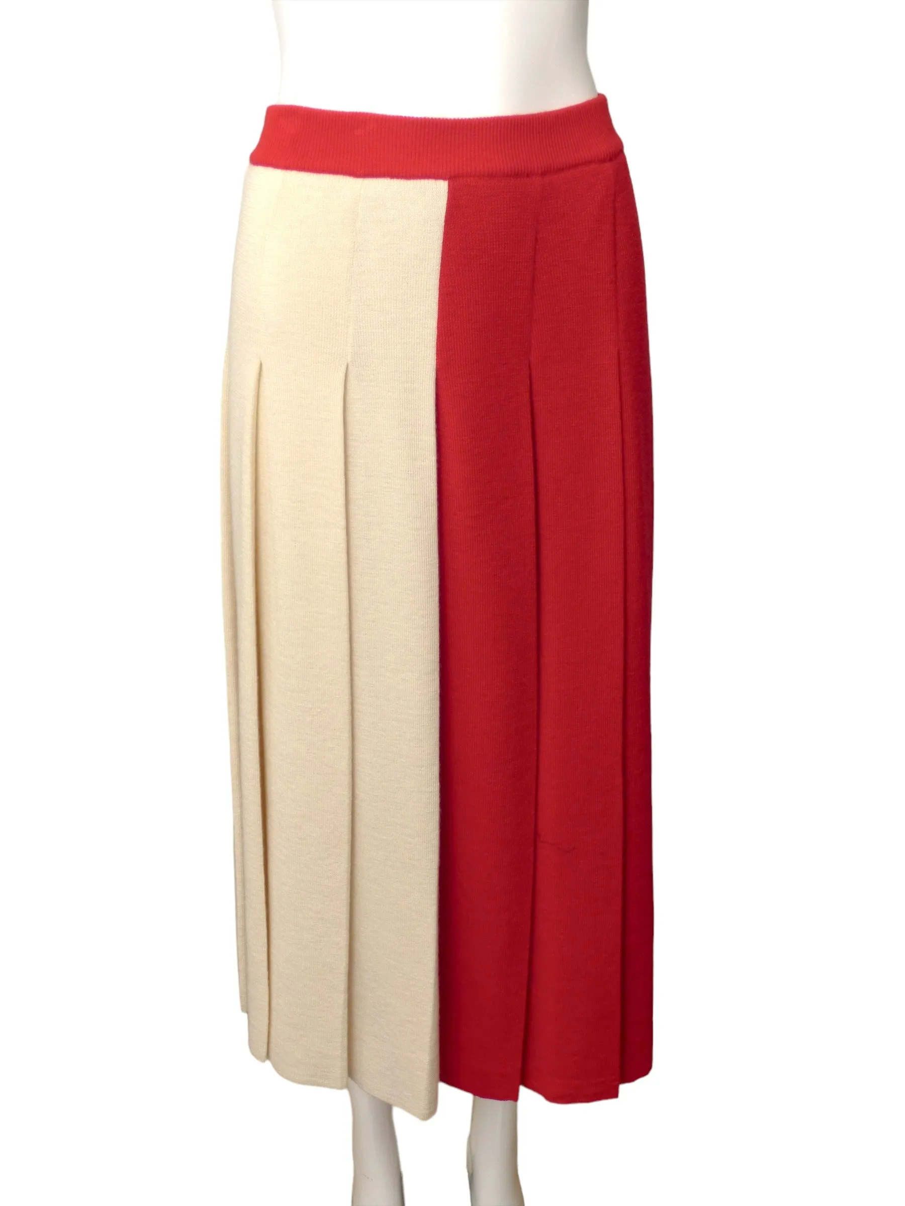 GUCCI-NWT Red & Ivory Wool Skirt, Size 2
