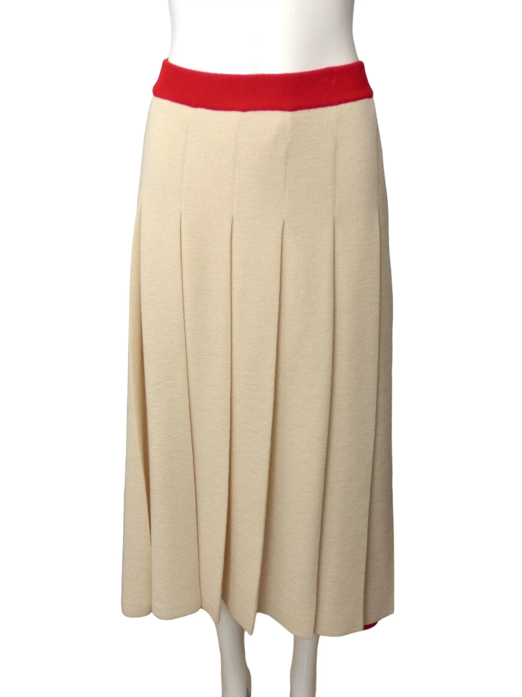 GUCCI-NWT Red & Ivory Wool Skirt, Size 2