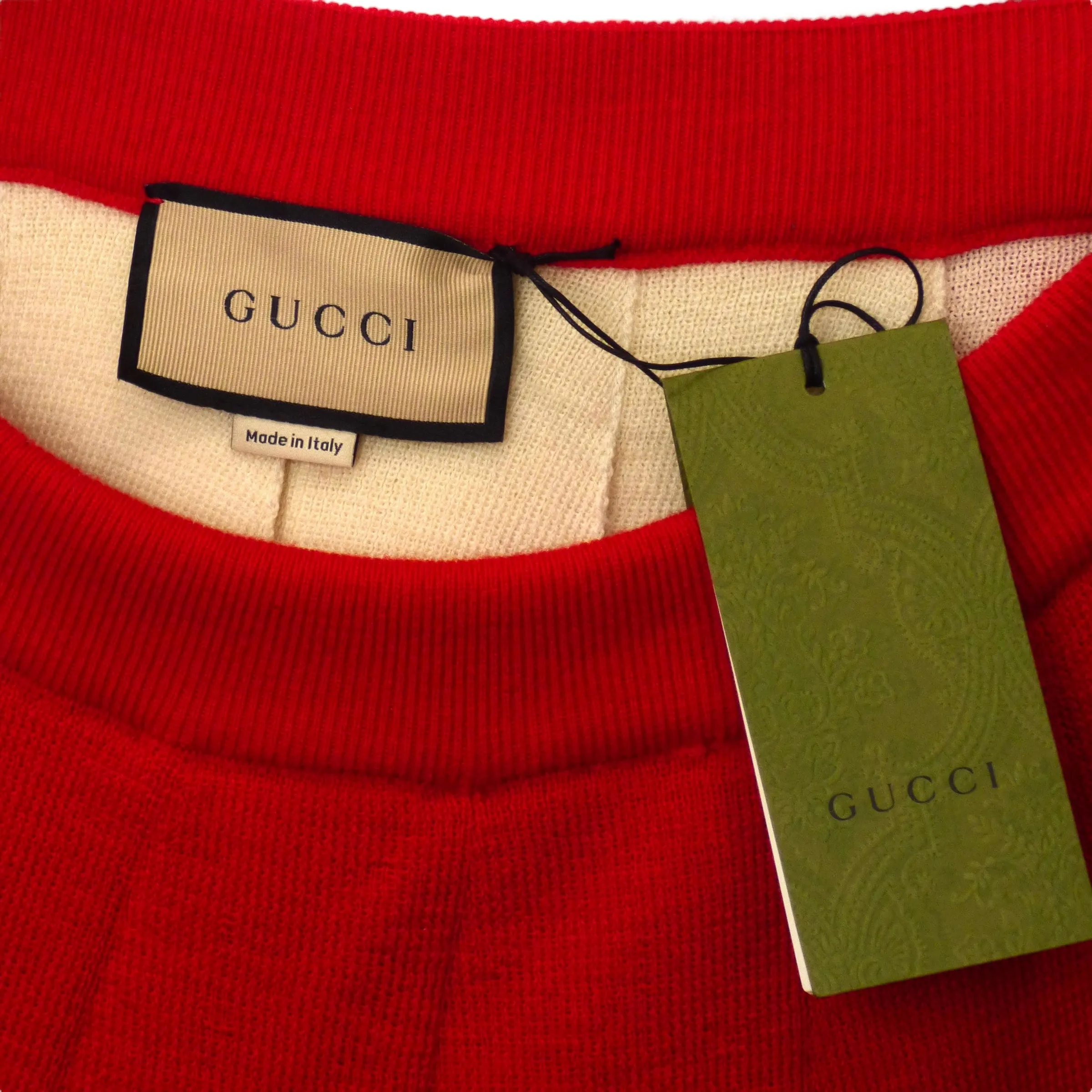 GUCCI-NWT Red & Ivory Wool Skirt, Size 2