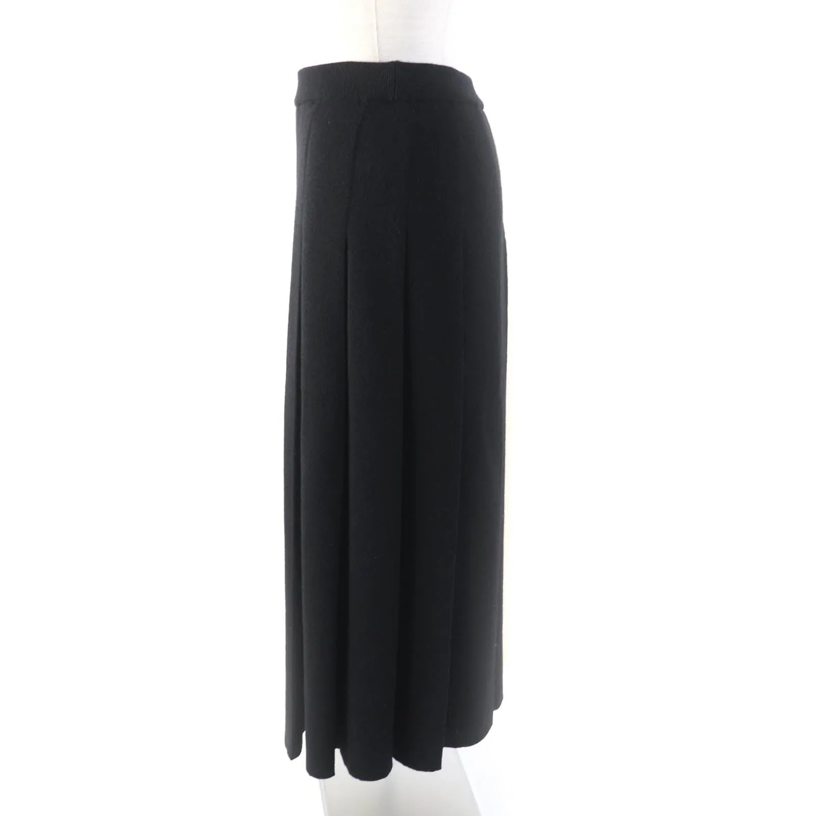 GUCCI Pleated skirt 731043 wool Black Ivory XS