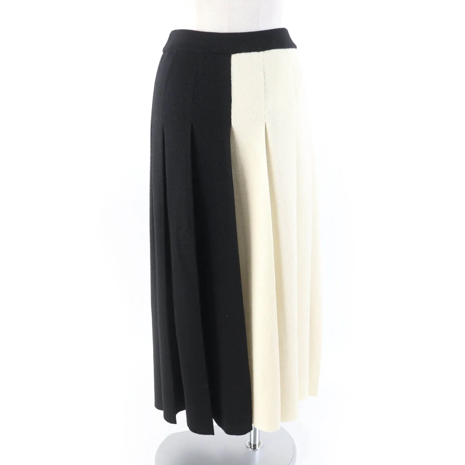 GUCCI Pleated skirt 731043 wool Black Ivory XS