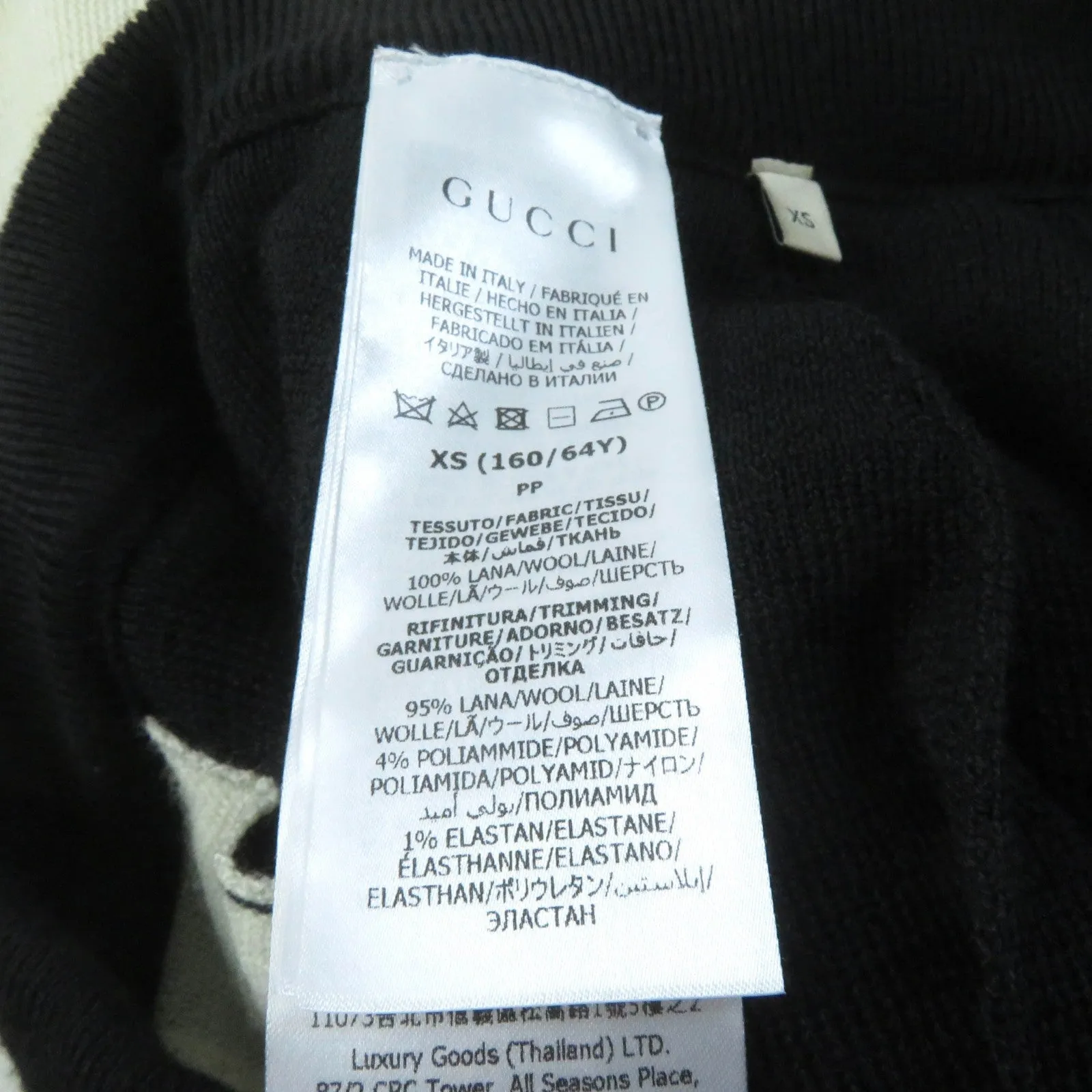 GUCCI Pleated skirt 731043 wool Black Ivory XS
